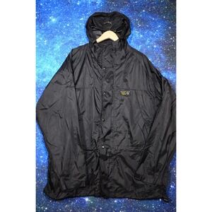 Mountain Hardwear Jacket Mens Large Black Hooded Rain Windbreaker Shell Outdoors